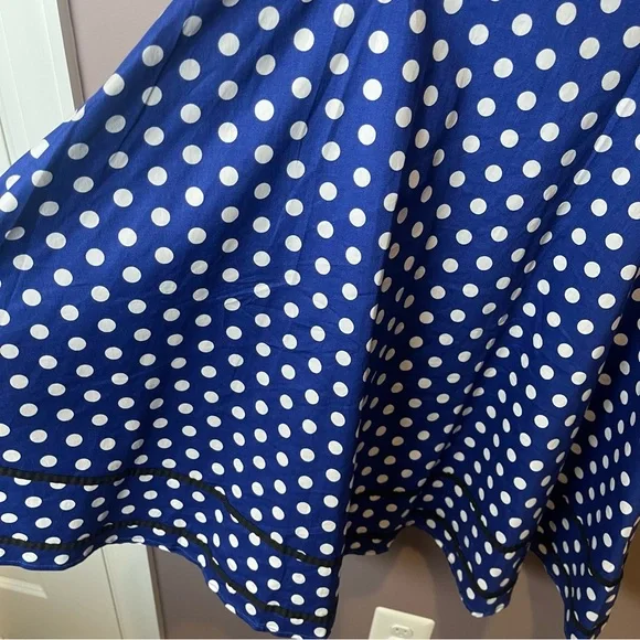 Killreal Blue White Polka Dot Swing Dress - Small - Picture 5 of 13